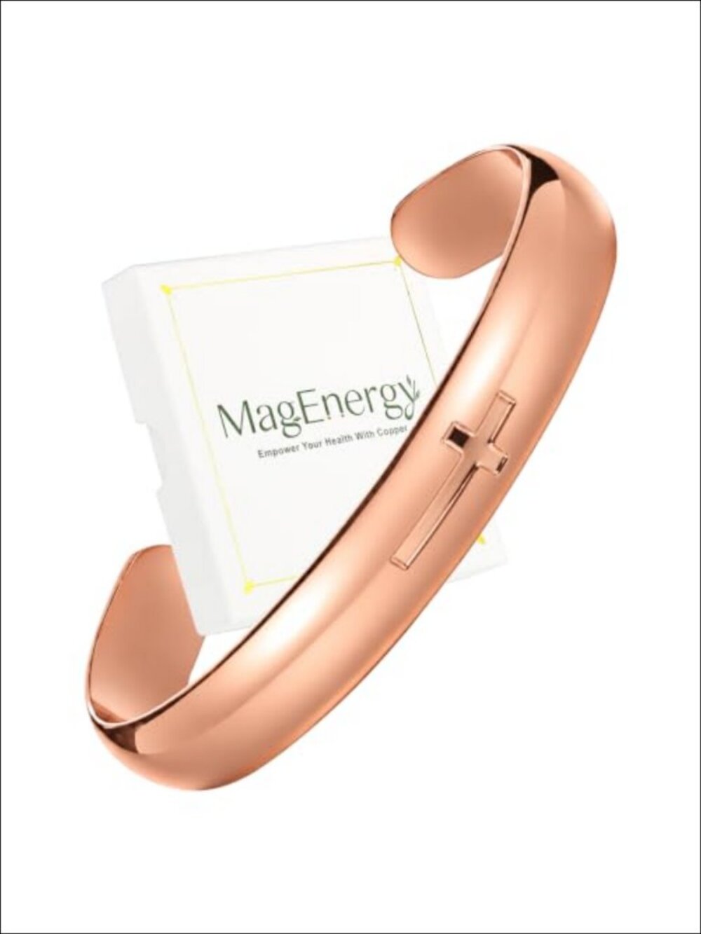 Pure Copper Cuff Bracelet Handcrafted Engraved Cross Adjustable Unisex
